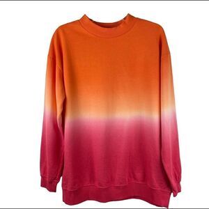 BP. Dip Dye Crewneck Cotton Blend Sweatshirt In Pink orange Dip Dye NWT Small
